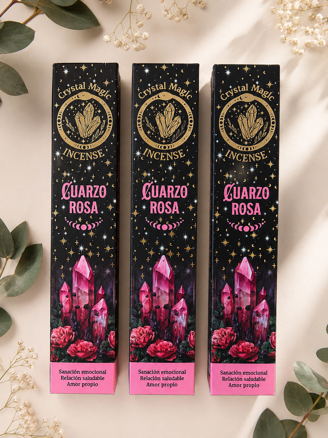 Incienso Crystal Magic Cuarzo Rosa | Sanación emocional - Relación saludable - Amor propio