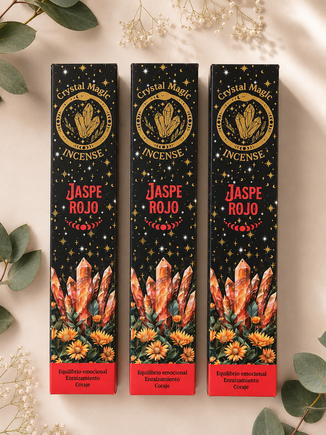 Incienso Crystal Magic Jaspe Rojo | Equilibrio emocional - Enraizamiento - Coraje